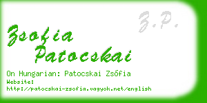 zsofia patocskai business card